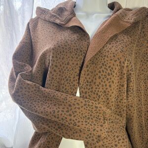 UPCYCLED hoodie Brown Leopard Print Women's Jacket Abercrombie and fitch XL